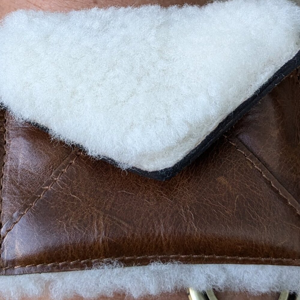 Patricia Nash Isabela Leather/Fur Card Holder with Keyring, Envelope Flap NEW